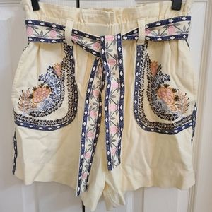 Anthropologie Embroidered Shorts